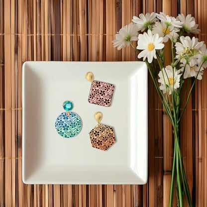 Vine Small Flowers Pattern Polymer Clay Texture Sheet Plant Leaves Silicone Texture Mat for Polymer Clay Making Earrings Jewelry DIY Crafts 5.5 × 5.5 Inch