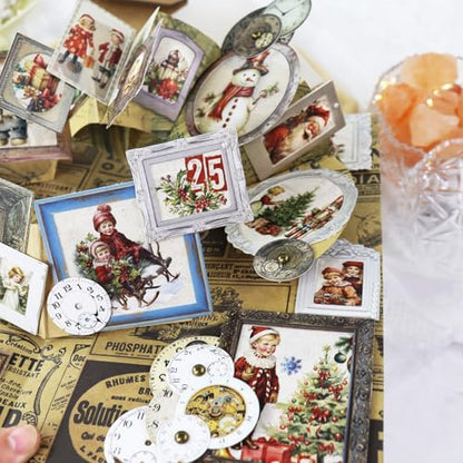 Vintage Junk Journal Items Kit Pre Cut Paper Cards Cutout Cardstock Art Aesthetic Decor Hollow Out Craft Elements Small Embellishments Supplies for Adults Scrapbook Pack