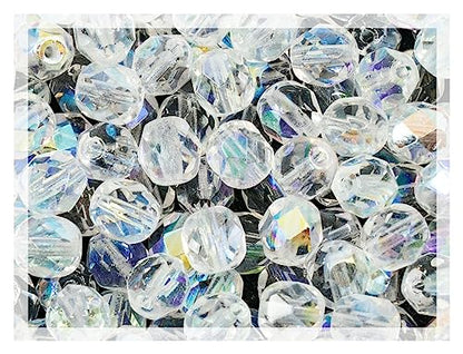 50 pcs Faceted Fire Polished Pressed Czech Glass Beads 6mm (50 Count)