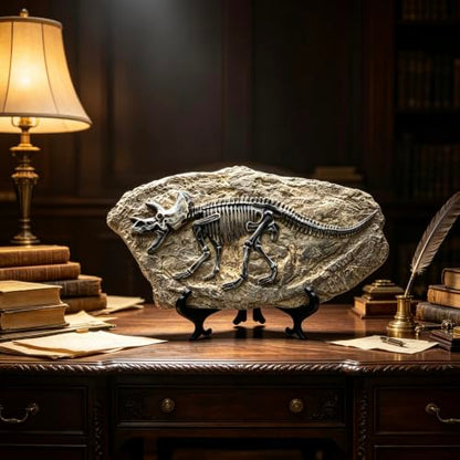 Resin Triceratops Dinosaur Fossil Statue Model Simulated Skeleton Home Office Display Decorative Craft Box Decoration