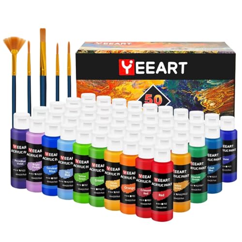 50 Color Acrylic Paint Set (100 Fl Oz)