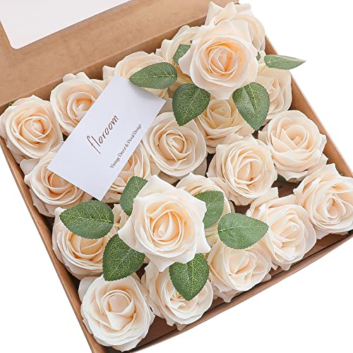 Artificial Flowers 20pcs Real Looking Cream High (20 Count)