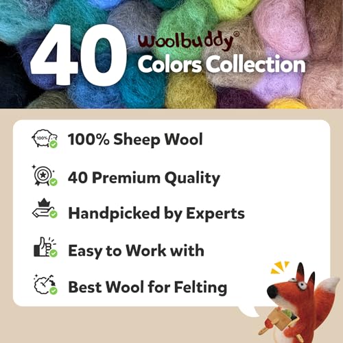 Needle Felting Kit 40 Colors Wool Roving for Adults & Beginner