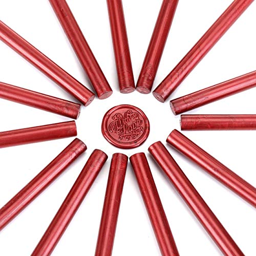 15Pcs Retro Wine Red Glue Gun Sealing Wax Sticks for Wax Seal Stamp (15 Count)