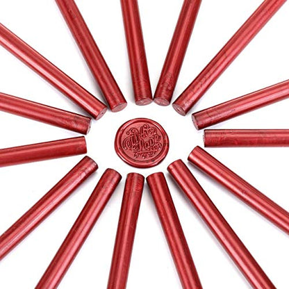 15Pcs Retro Wine Red Glue Gun Sealing Wax Sticks for Wax Seal Stamp (15 Count)
