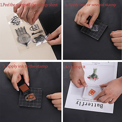 6 Pieces Acrylic Stamp Block Clear Stamping Tools Set with Grid Lines for Scrapbooking Crafts Card Making (6 Count)