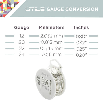 UTILE 18 20 22 24 Gauge 90 ft 99.9% Pure Soft Copper Wire for Electroculture Gardening, Jewelry Making, Crafting Wire Bendable, Plant Wire (Silver 22) - Crafty Corner
