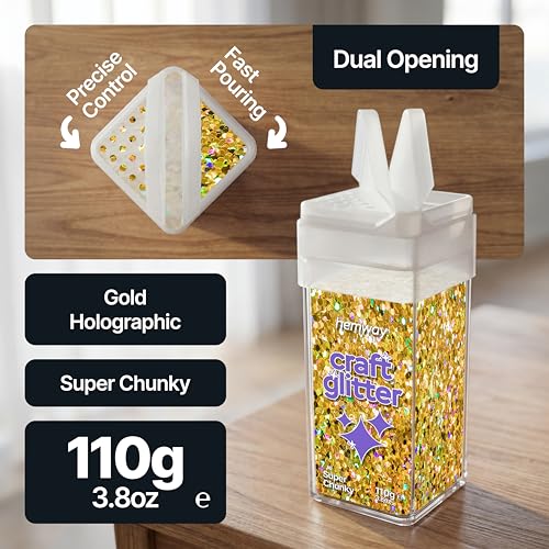 Craft Glitter Shaker Gold Holographic 110g Super Chunky (3.85 Ounce)