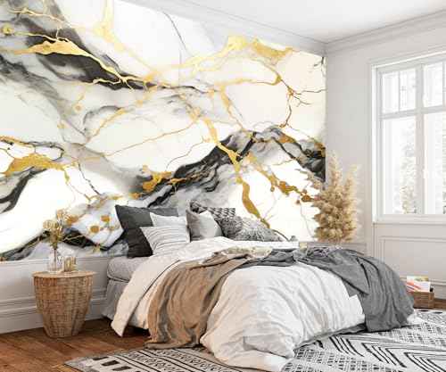 Black and Gold Marble Wallpaper wall murals for Bedroom 136"x96"