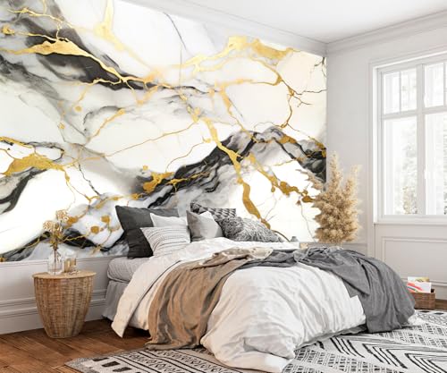 Black and Gold Marble Wallpaper wall murals for Bedroom 159"x107"