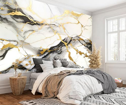 Black and Gold Marble Wallpaper wall murals for Bedroom 159"x107"