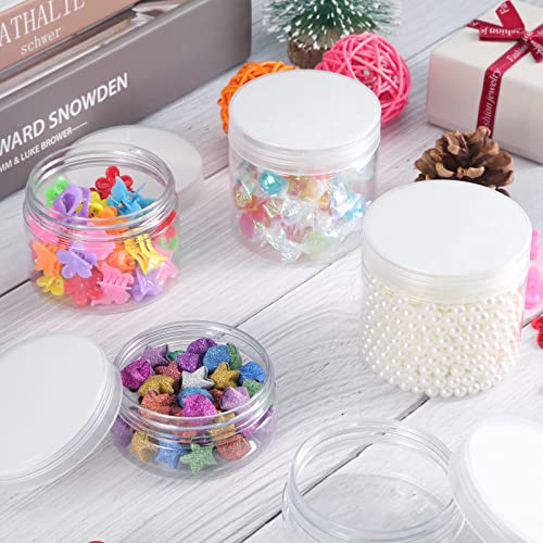 12 Pack 2 oz Plastic Container Jars with Lids Round Clear Travel Cosmetic Container Slime Jars for Toiletries (12 Count)