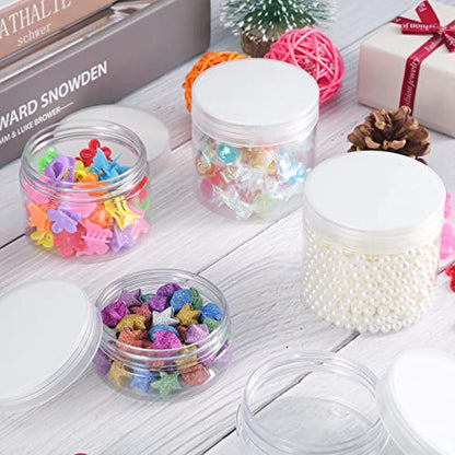 12 Pack 2 oz Plastic Container Jars with Lids Round Clear Travel Cosmetic Container Slime Jars for Toiletries (12 Count)