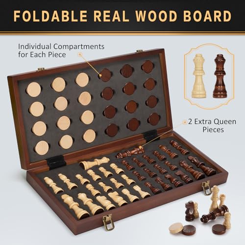 2 in 1 Magnetic Chess Set & Checkers Board Game