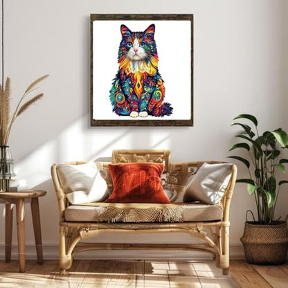 Colorful Ragdoll Cat Puzzles Adults Gifts Wooden 75 Pieces 8.5 * 8.5in (75 Count)