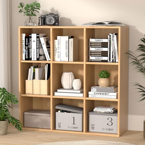 Wooden 9 Cube Storage Organizer with Closed Back Panel (9 Count)