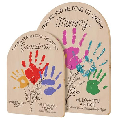 Personalized Handprint Wood Sign for Mom