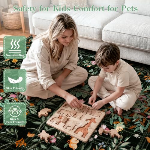 Floral Washable Rug Runners for Hallways Non Slip