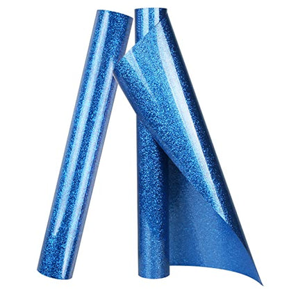 Royal Blue Glitter HTV Heat Transfer Vinyl Roll 12 inch x 10 ft Iron on Vinyl for T Shirts Crafts