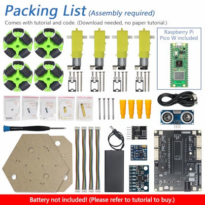 Omni Wheel Car Kit for Raspberry Pi Pico W