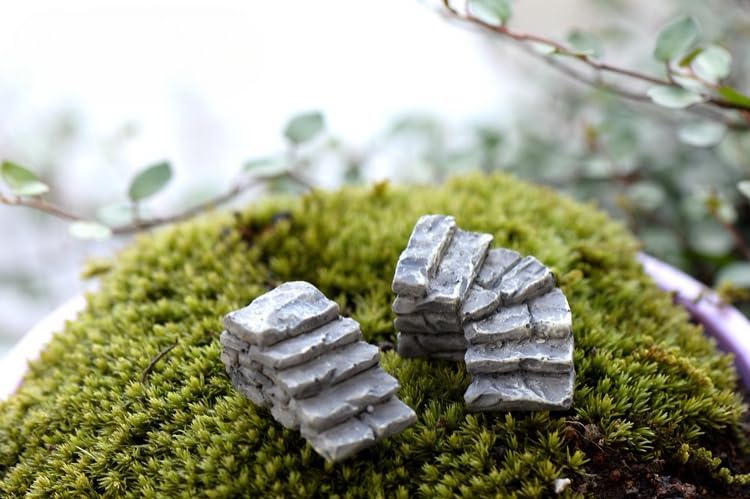 2 Pcs Curved Stone Steps Miniature Fairy Garden Accessories (2 Count)