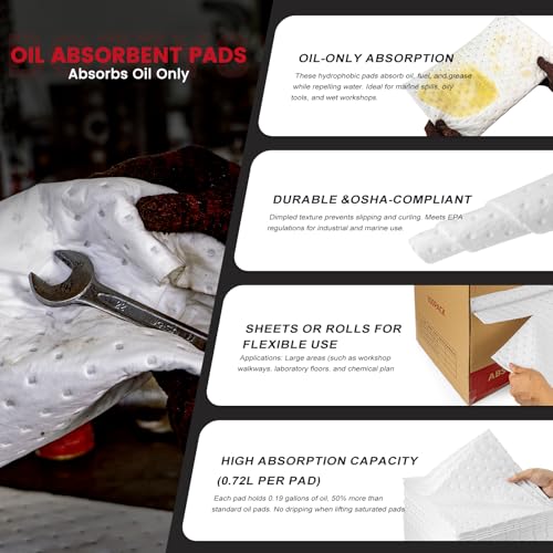 Oil Absorbent Pads 100 (100 Count)