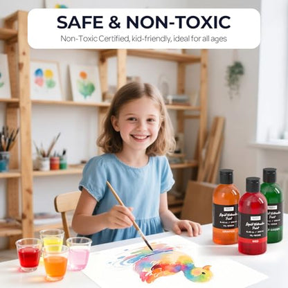 12 Colors Liquid Watercolor Paint Set (101.4 Fl Oz)