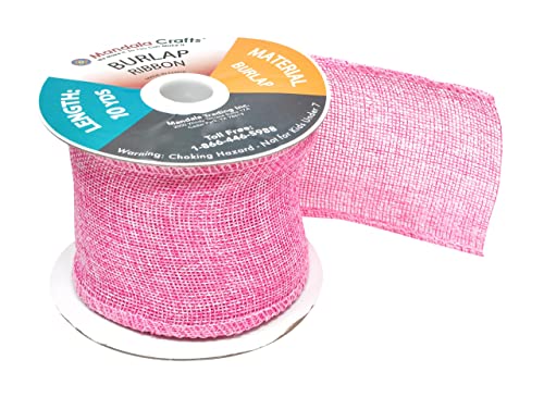 3 Inch Wide Pink Burlap Ribbon for Crafts