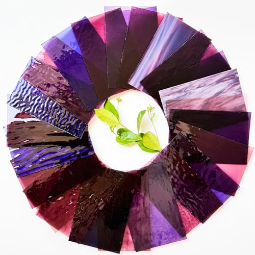 24 Sheets Shades of Purple Stained Glass Sheets (24 Count)