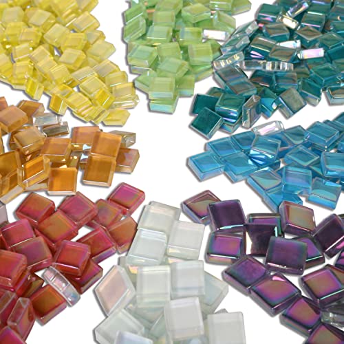 1.5lb Mosaic Tiles Assorted Iridescent Crystal Glass Mosaic Tile for Crafts