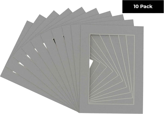 11x14 Mat for 8.5x11 Photo - Precut Mid Grey Picture Matboard for Frames Measuring 11 x 14 Inches - Bevel Cut Matte to Display Art Measuring 8.5 x 11 Inches - Acid Free Pack of TEN MATS