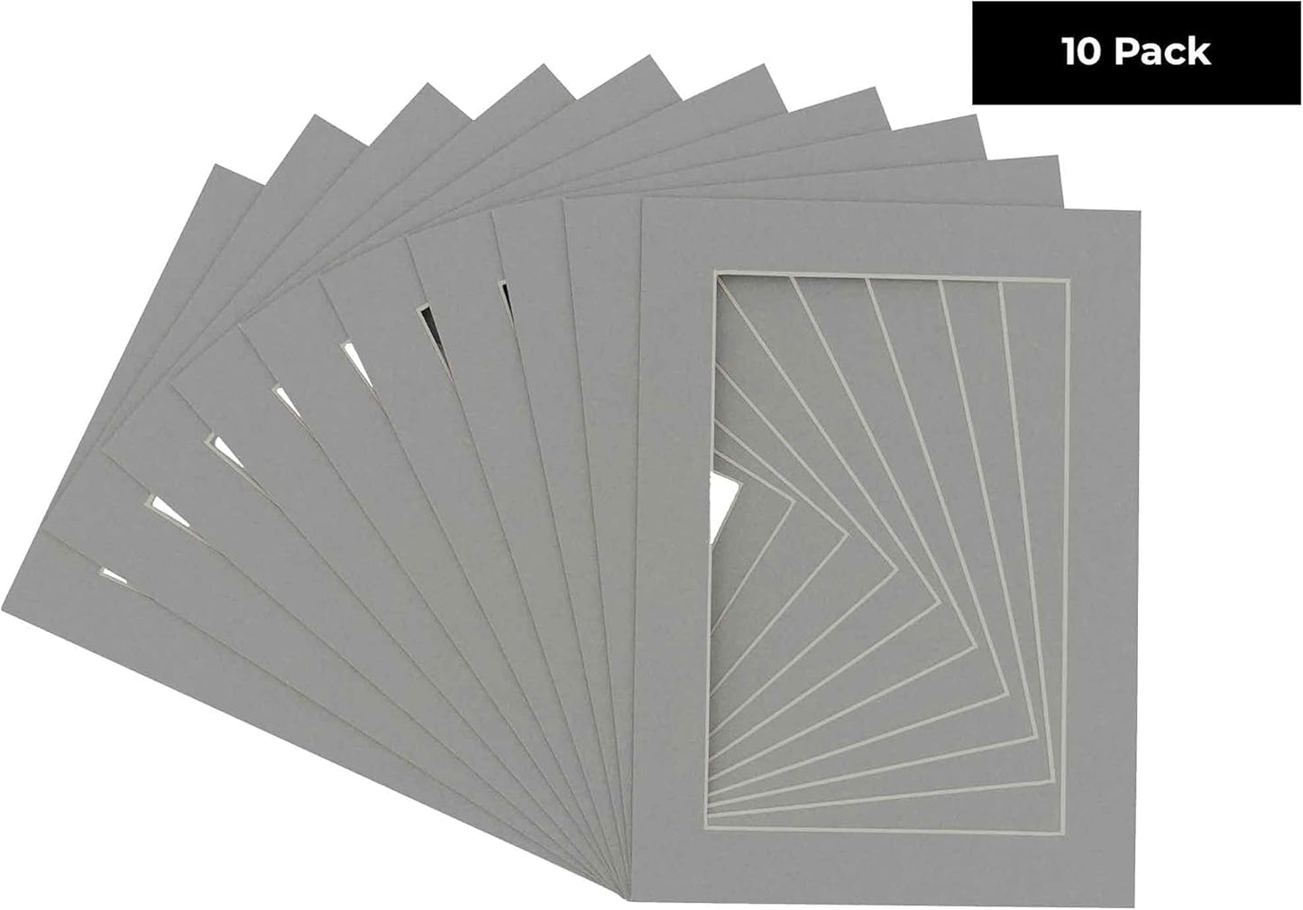11x14 Mat for 8.5x11 Photo - Precut Mid Grey Picture Matboard for Frames Measuring 11 x 14 Inches - Bevel Cut Matte to Display Art Measuring 8.5 x 11 Inches - Acid Free Pack of TEN MATS