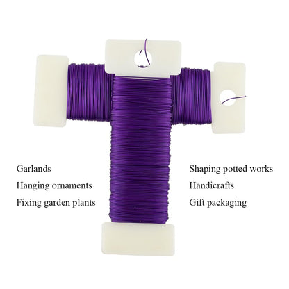 HAHIYO 26Gauge Purple Metal Floral Wire - 1 Roll, 38 Yards (115 Feet) - Flexible Paddle Wire for Craft, Christmas Wreath, Flower Arrangement, Bouquet Wrapping, Wedding, DIY