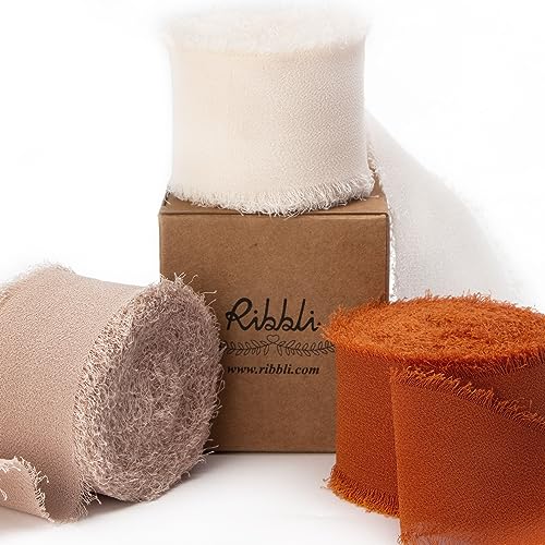 Fall Chiffon Ribbon 1.5 inch x 30 Yard Handmade Silk (90 Foot)