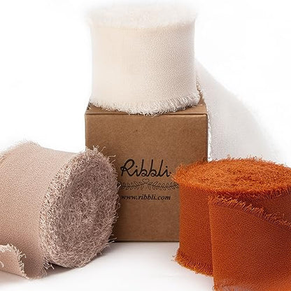 Fall Chiffon Ribbon 1.5 inch x 30 Yard Handmade Silk (90 Foot)
