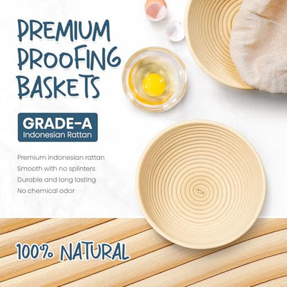 Sourdough Starter Kit with 2 Round Banneton Bread Proofing Baskets (2 Count)