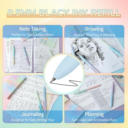 6 Pcs Gel Pens 0.5mm Quick Dry Black Ink Pens Fine Point Smooth Writing Pens (6 Count)