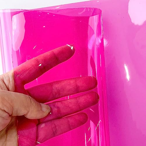HYANG DeepPink Transparent PVC Super Clear Holographic Vinyl Faux Leather Sheets 1 Roll 12" x 47"
