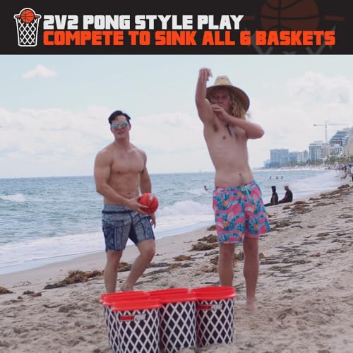 Giant Yard Pong and Basketball Game with 12 Buckets