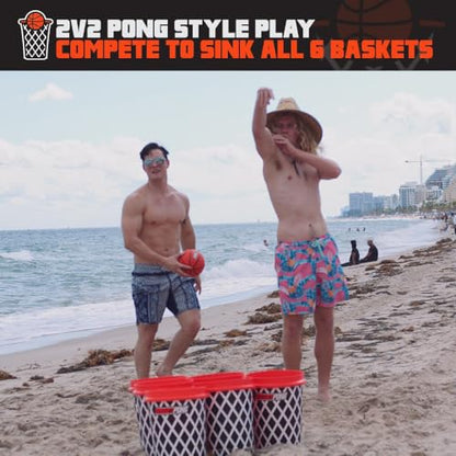 Giant Yard Pong and Basketball Game with 12 Buckets