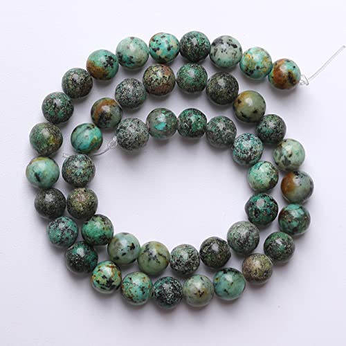 12mm 32pcs Natural African Turquoise Stone Beads for Jewelry Making Round Loose Gemstone Beads DIY Bracelet Necklace Earrings (16 Count)