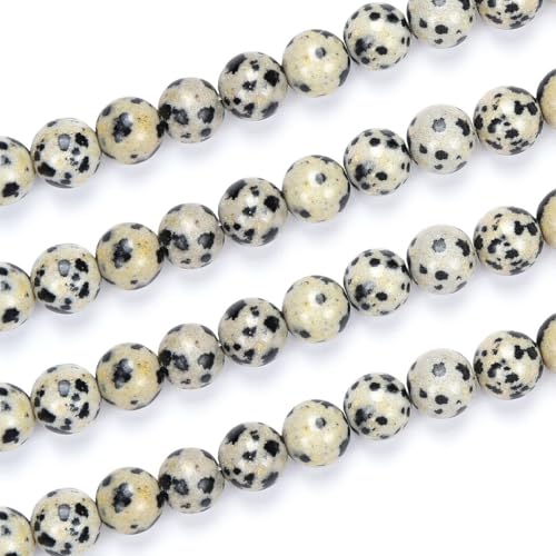 120pcs Adabele Natural Dalmatian Jasper Gemstone 6mm Round Beads (124 Count)