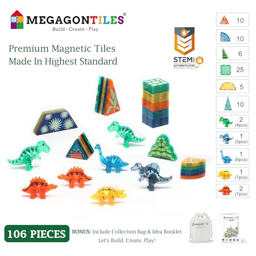 Dinosaur Magnetic Tiles Set 106PCS