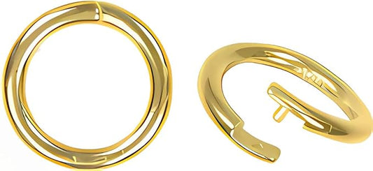 uGems 14K GP 1-Micron Over Sterling Silver 12mm Outer Diameter 8mm Inner Diameter Round Crimp Jump Locking Jump Rings Secure Design Professional Grade Findings for Jewelry Making Qty. 2 SKU gp246-12mm