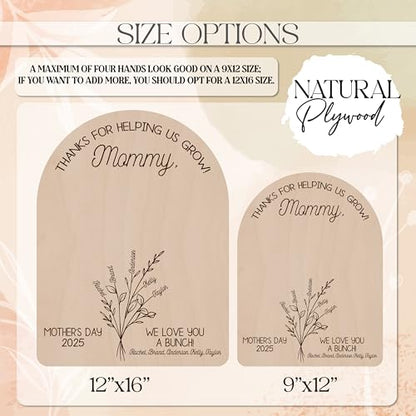 Personalized Handprint Wood Sign for Mom