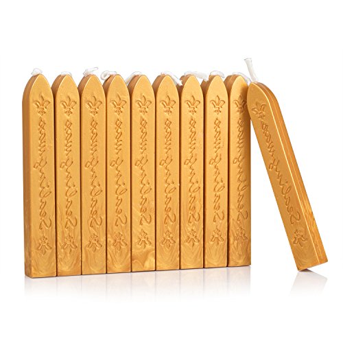 Sealing Wax Stick with Wick Flower De Luce of France Retro 10 Pieces Pack (10 Count)