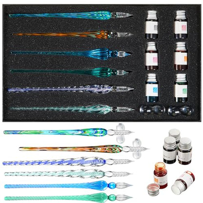 14 Pcs Glass Dip Pen Ink Set for Art Supplies (6 Count)