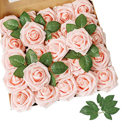 Blush Pink Rose 50pcs Real Looking Artificial Flowers w (50 Count)