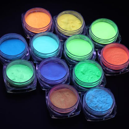 12 Colors Glow in The Dark Nail Powder (2.75 Ounce)