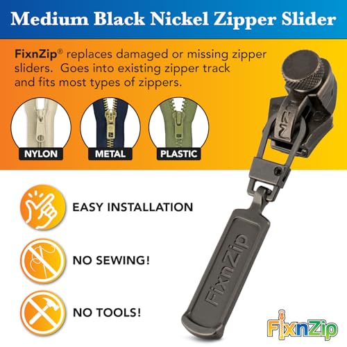 Medium Black Nickel Zipper Repair Kit